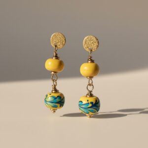 orecchini pendenti in ceramica artigianale yellow